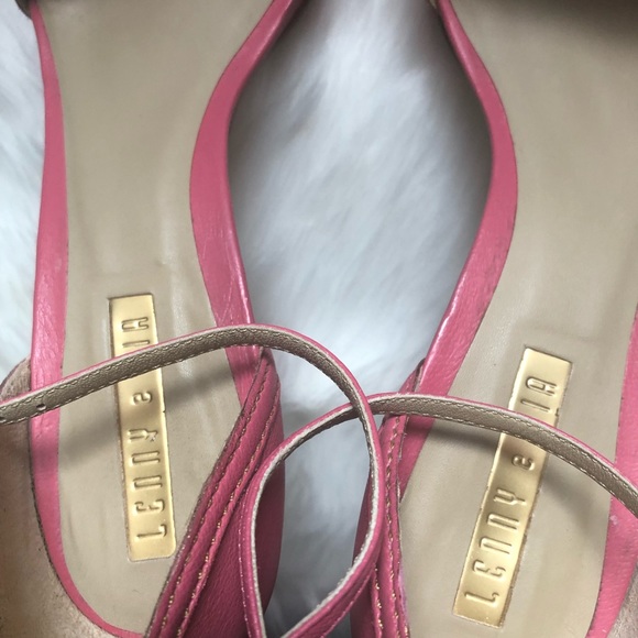LENNY E CIA Pink Leather Bow Heeled Sandals/Heels - Picture 5 of 7